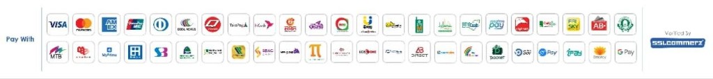 Pay With Visa, Mastercard, bKash, Nagad, Rocket and more. Verified by SSLCommerz